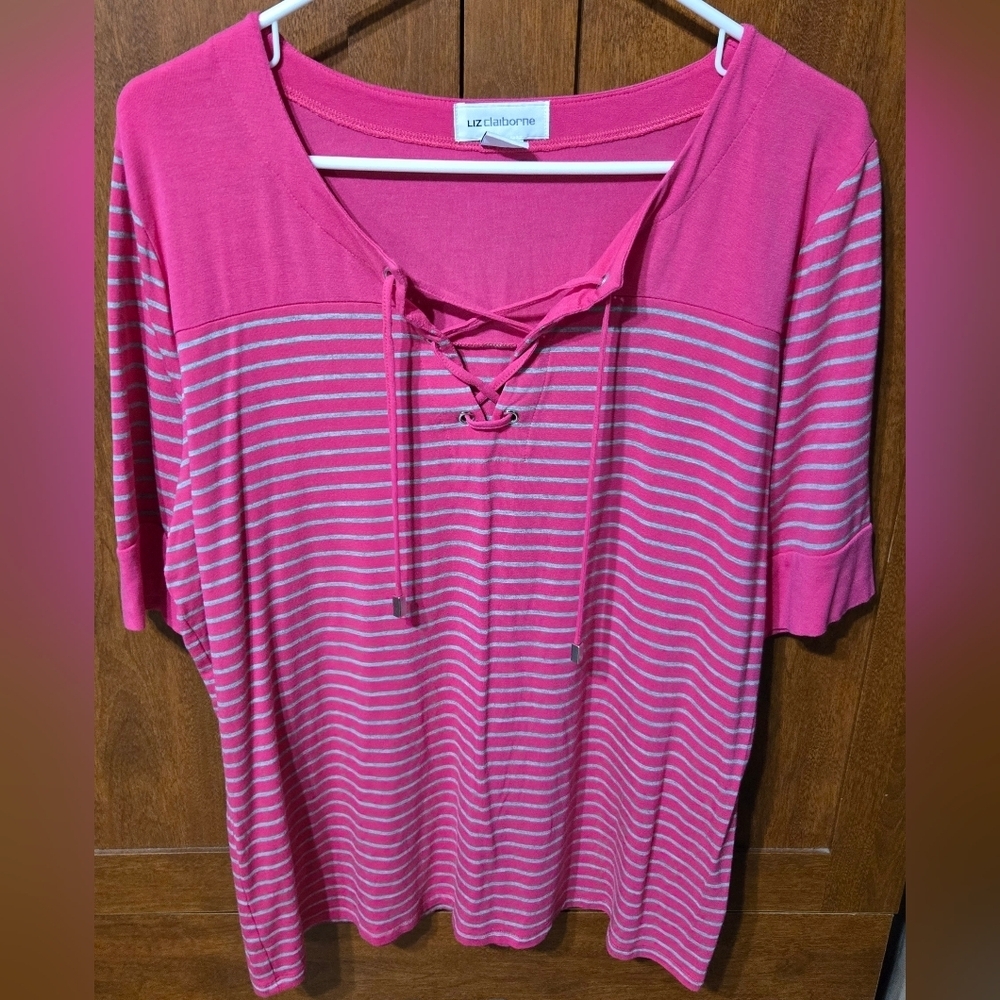 Liz Claiborne Pink Striped Women's Top